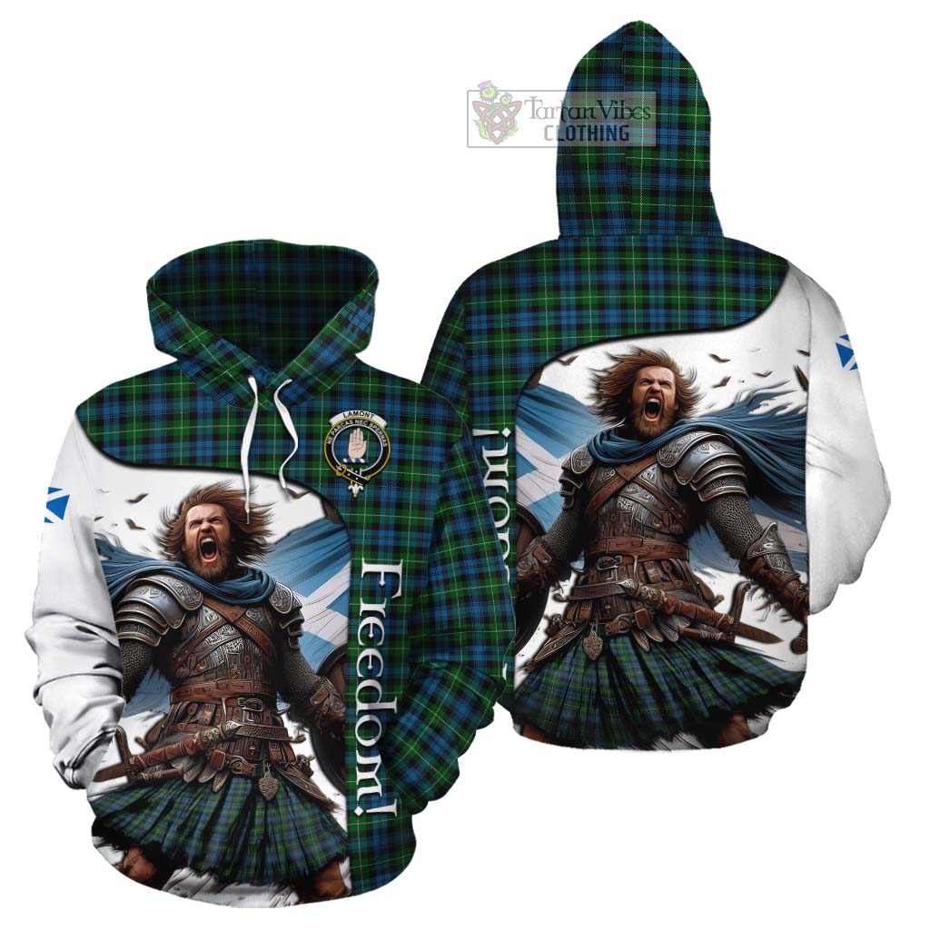 Tartan Vibes Clothing Lamont Crest Tartan Cotton Hoodie Inspired by the Freedom of Scottish Warrior