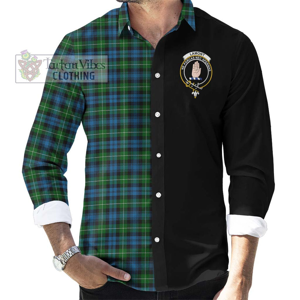 Lamont Tartan Long Sleeve Button Shirt with Family Crest and Half Of Me Style - Tartanvibesclothing Shop