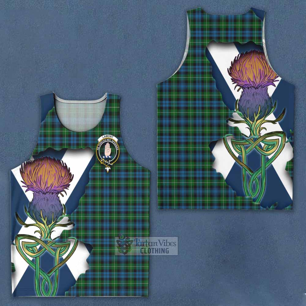 Tartan Vibes Clothing Lamont Tartan Family Crest Men's Tank Top Scottish Thistle Celtic Inspired