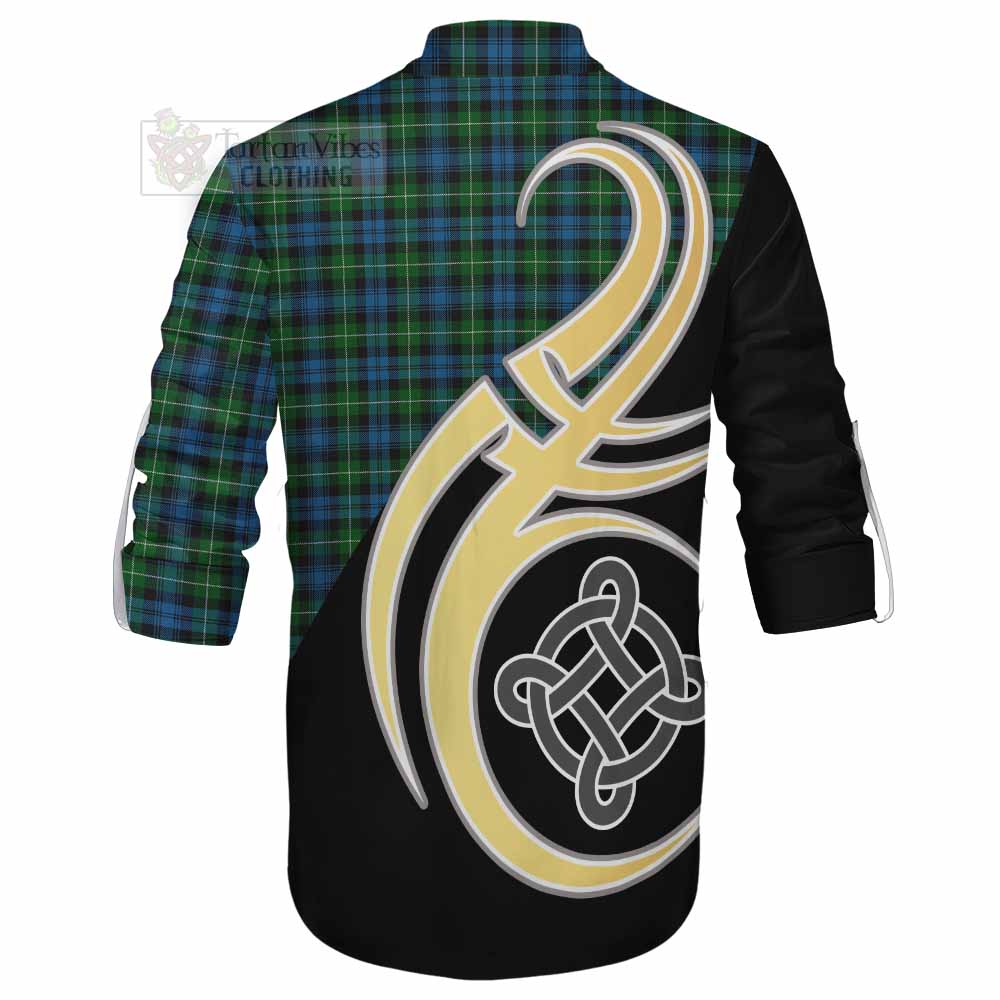 Tartan Vibes Clothing Lamont Tartan Ghillie Kilt Shirt with Family Crest and Celtic Symbol Style