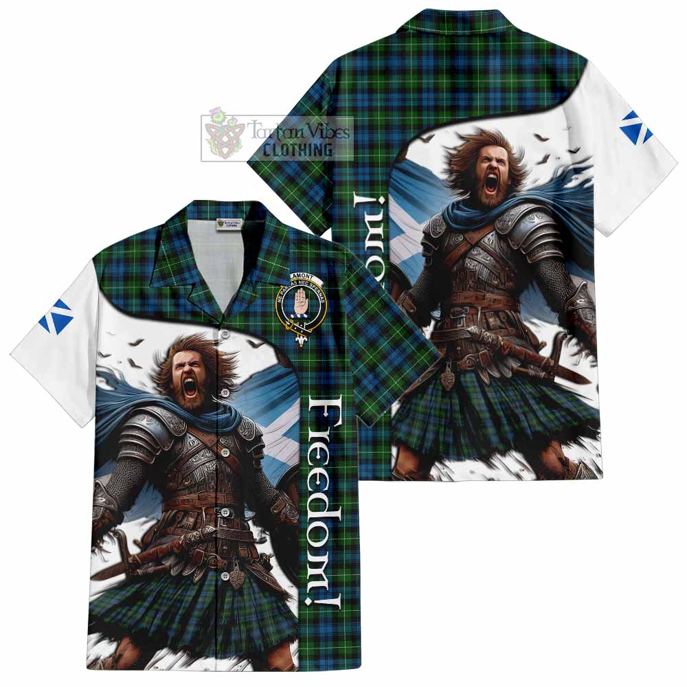 Tartan Vibes Clothing Lamont Crest Tartan Short Sleeve Button Shirt Inspired by the Freedom of Scottish Warrior
