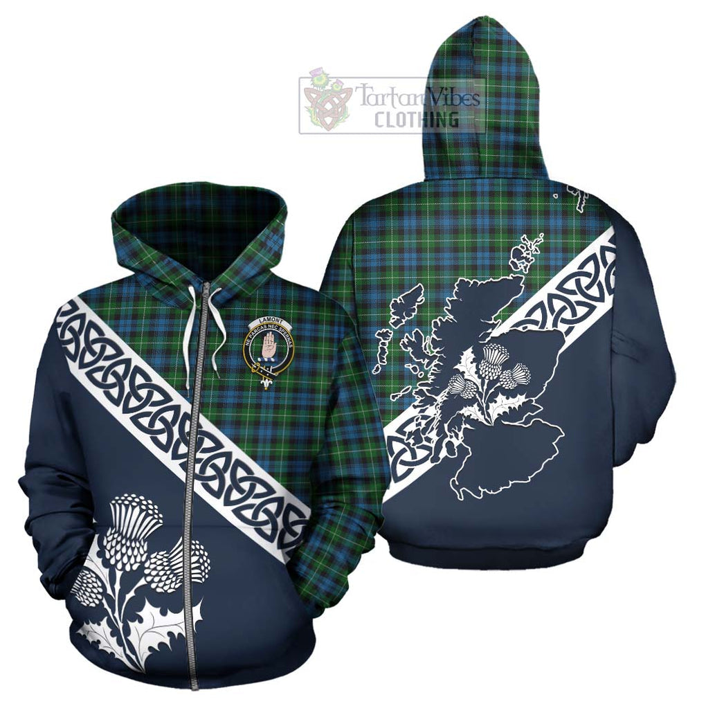 Tartan Vibes Clothing Lamont Tartan Hoodie Featuring Thistle and Scotland Map