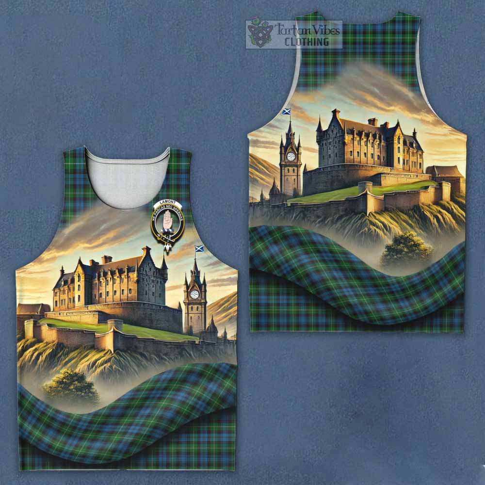 Tartan Vibes Clothing Lamont Tartan Family Crest Men's Tank Top with Scottish Ancient Castle Style