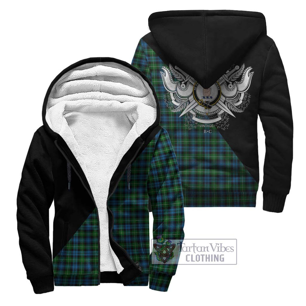 Lamont Tartan Sherpa Hoodie with Family Crest and Military Logo Style Unisex - Tartanvibesclothing Shop