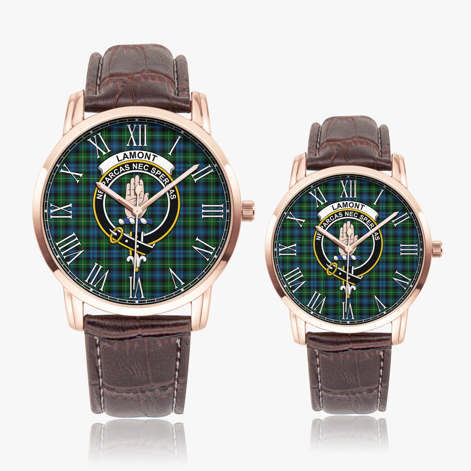 Lamont Tartan Family Crest Leather Strap Quartz Watch - Tartanvibesclothing