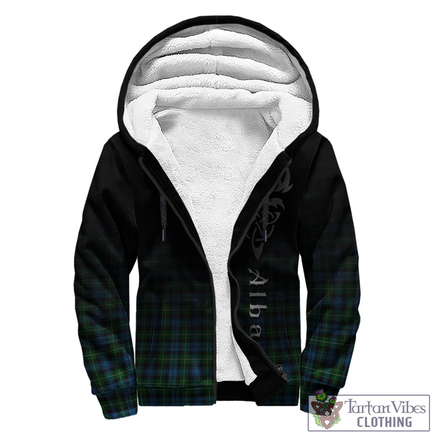 Tartan Vibes Clothing Lamont Tartan Sherpa Hoodie Featuring Alba Gu Brath Family Crest Celtic Inspired