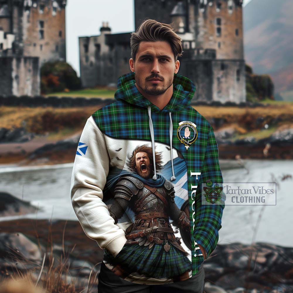 Tartan Vibes Clothing Lamont Crest Tartan Cotton Hoodie Inspired by the Freedom of Scottish Warrior
