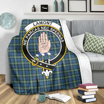 Lamont Ancient Tartan Blanket with Family Crest