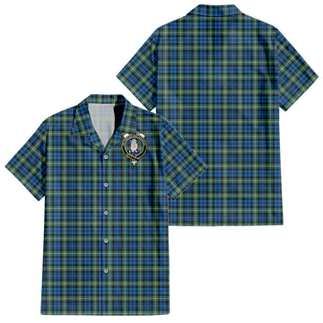 Lamont Ancient Tartan Short Sleeve Button Down Shirt with Family Crest