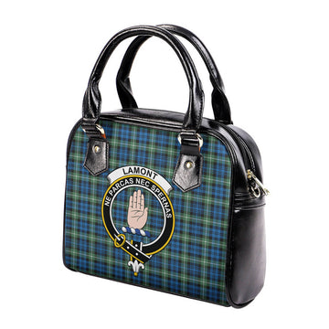 Lamont Ancient Tartan Shoulder Handbags with Family Crest