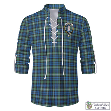 Lamont Ancient Tartan Men's Scottish Traditional Jacobite Ghillie Kilt Shirt with Family Crest