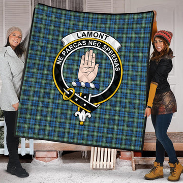 Lamont Ancient Tartan Quilt with Family Crest