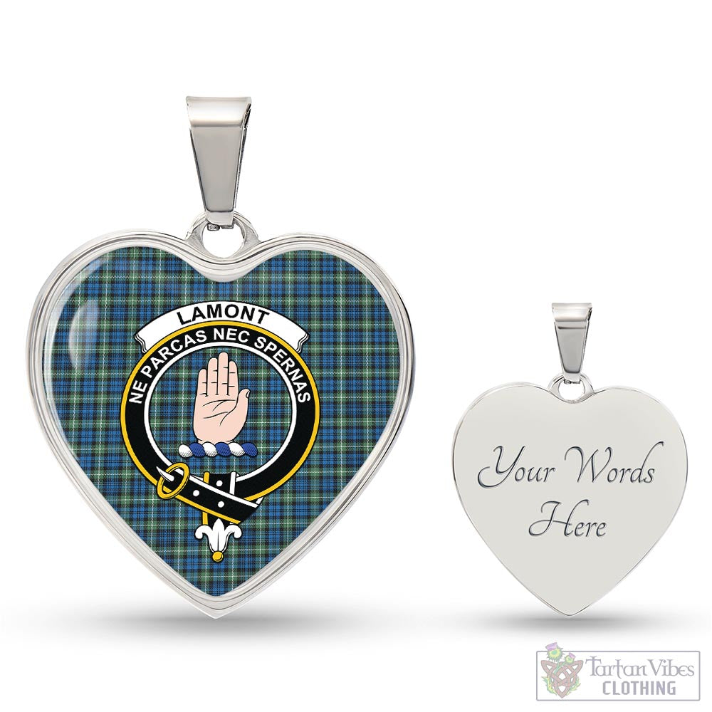 Tartan Vibes Clothing Lamont Ancient Tartan Heart Necklace with Family Crest