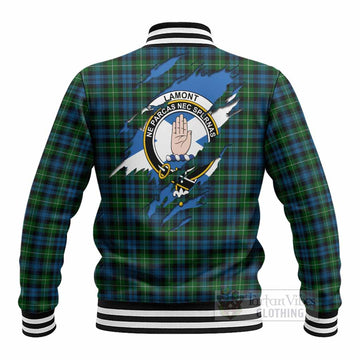 Lamont Clan Crest In Me Tartan Baseball Jacket Scotland Flag Style