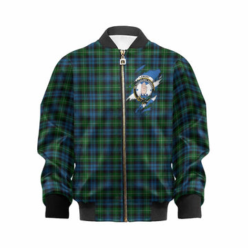 Lamont Clan Crest In Me Tartan Kid Bomber Jacket Scotland Flag Style