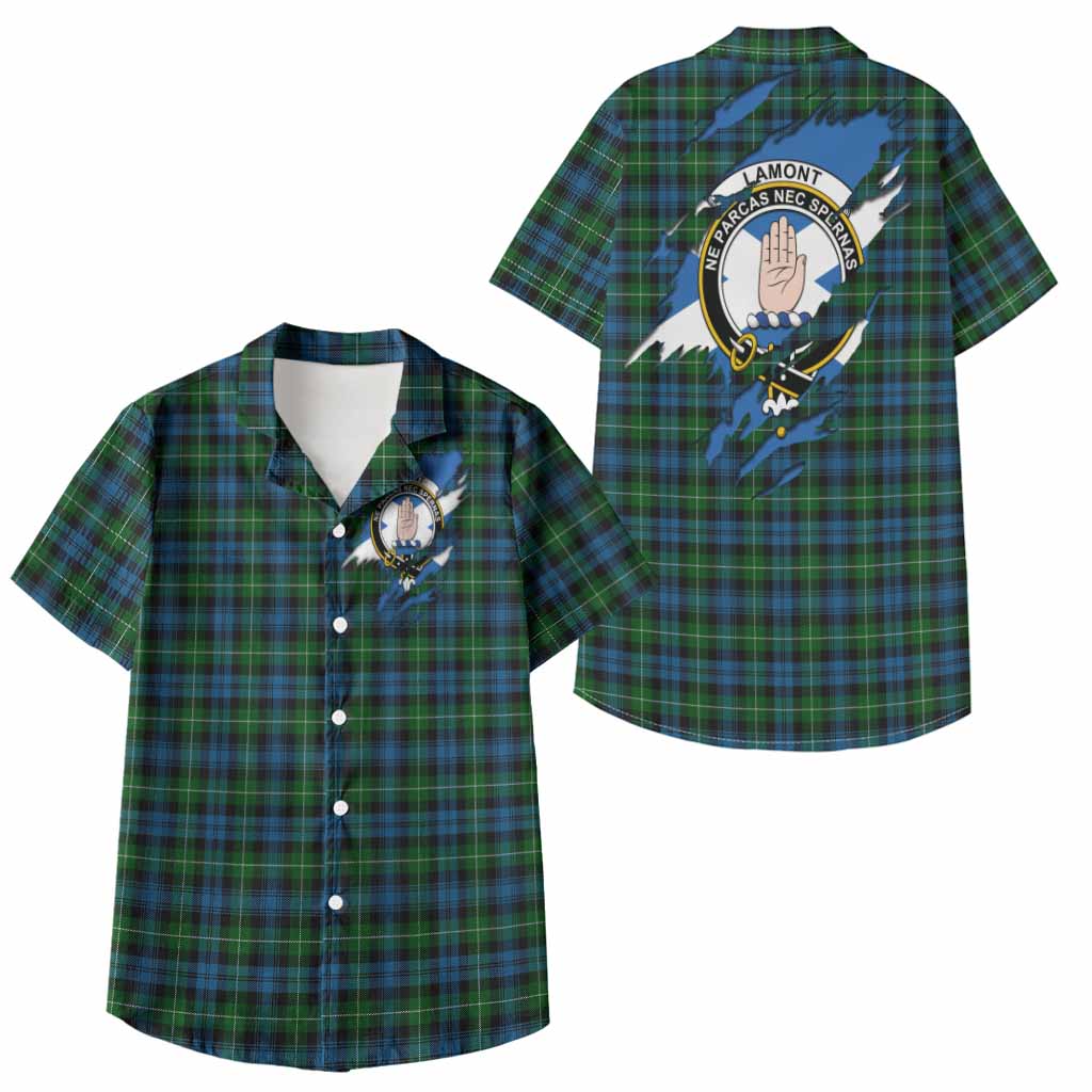 Lamont Clan Crest In Me Tartan Kid Hawaiian Shirt Scotland Flag Style