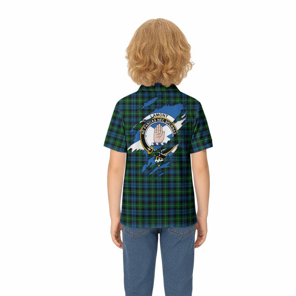 Lamont Clan Crest In Me Tartan Kid Polo Shirt Scotland Flag Style