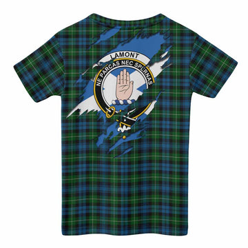 Lamont Clan Crest In Me Tartan Kid T-shirt Scotland Flag Style