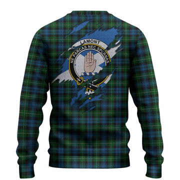 Lamont Clan Crest In Me Tartan Knitted Sweater Scotland Flag Style