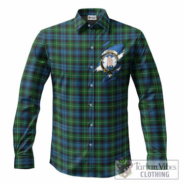 Lamont Clan Crest In Me Tartan Long Sleeve Button Shirts Scotland Flag Style
