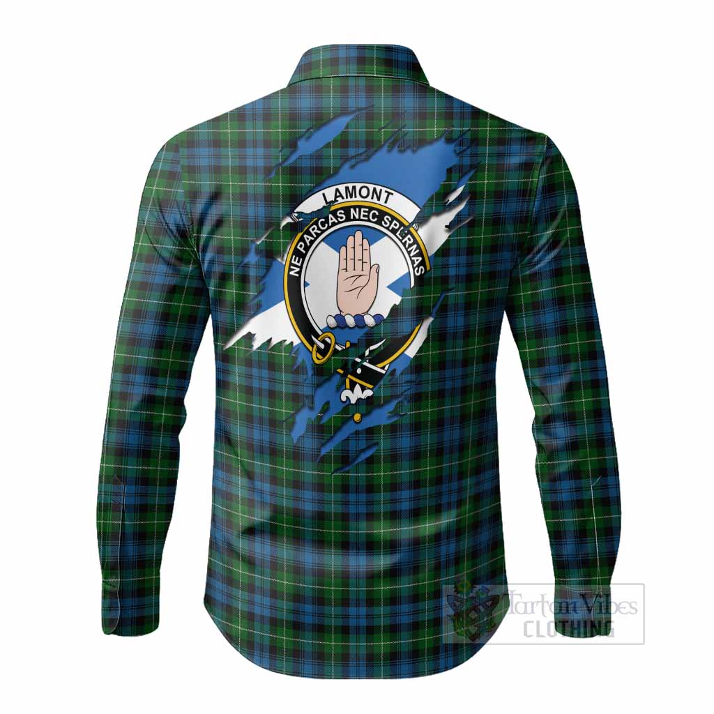 Lamont Clan Crest In Me Tartan Long Sleeve Button Shirts Scotland Flag Style