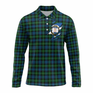 Lamont Clan Crest In Me Tartan Long Sleeve Polo Shirt Scotland Flag Style