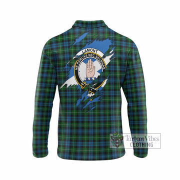 Lamont Clan Crest In Me Tartan Long Sleeve Polo Shirt Scotland Flag Style