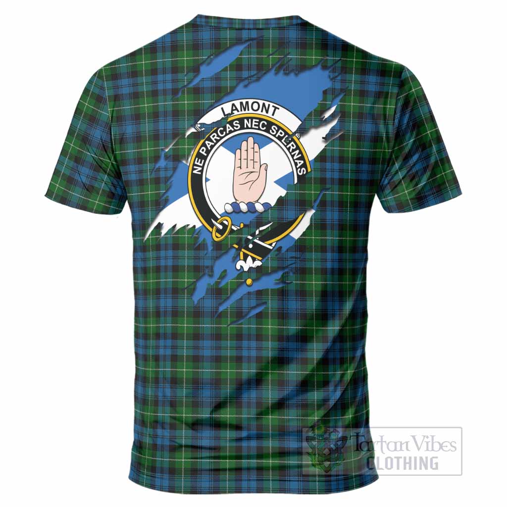 Lamont Clan Crest In Me Tartan T-Shirt Scotland Flag Style
