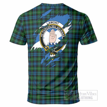 Lamont Clan Crest In Me Tartan T-Shirt Scotland Flag Style