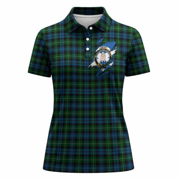 Lamont Clan Crest In Me Tartan Women Polo Shirt Scotland Flag Style