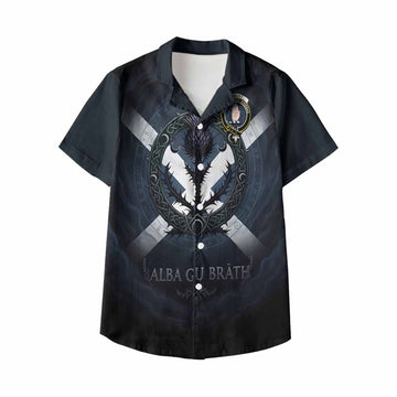 Lamont Clan Crest Kid Hawaiian Shirt with Celtic Knot Thistle and Saltire