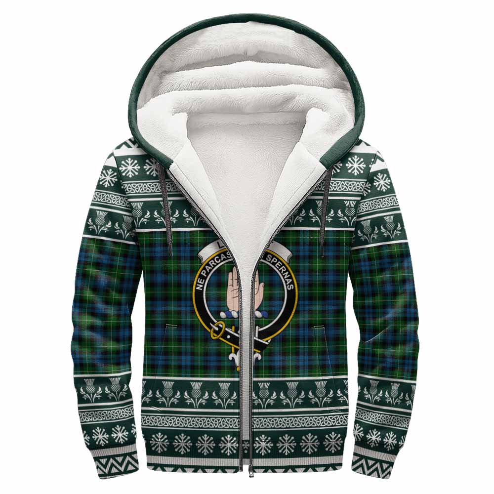 Lamont Clan Tartan Christmas Fleece Hoodie with Family Crest - Tartan Vibes Clothing