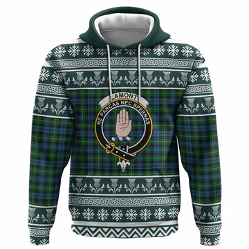 Lamont Clan Tartan Christmas Hoodie with Family Crest