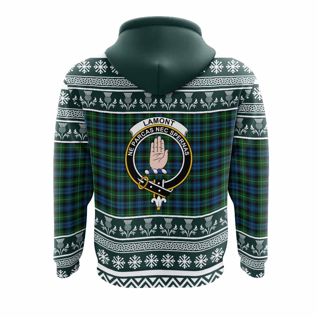 Lamont Clan Tartan Christmas Hoodie with Family Crest - Tartan Vibes Clothing