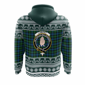 Lamont Clan Tartan Christmas Hoodie with Family Crest