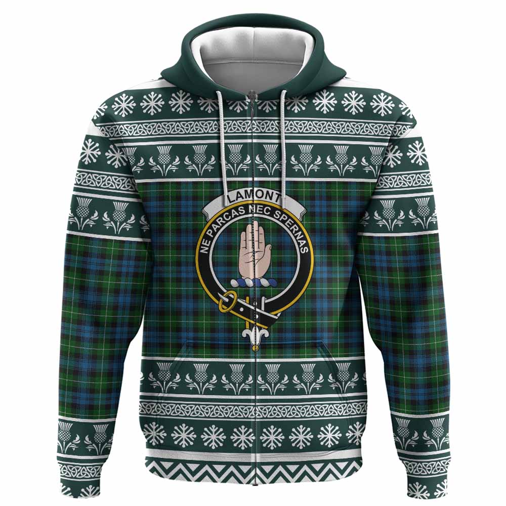 Lamont Clan Tartan Christmas Hoodie with Family Crest - Tartan Vibes Clothing