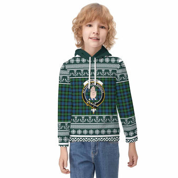 Lamont Clan Tartan Christmas Kid Hoodie with Family Crest