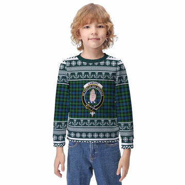 Lamont Clan Tartan Christmas Kid Ugly Sweatshirt with Family Crest