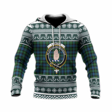 Lamont Clan Tartan Christmas Knitted Hoodie with Family Crest - Tartan Vibes Clothing