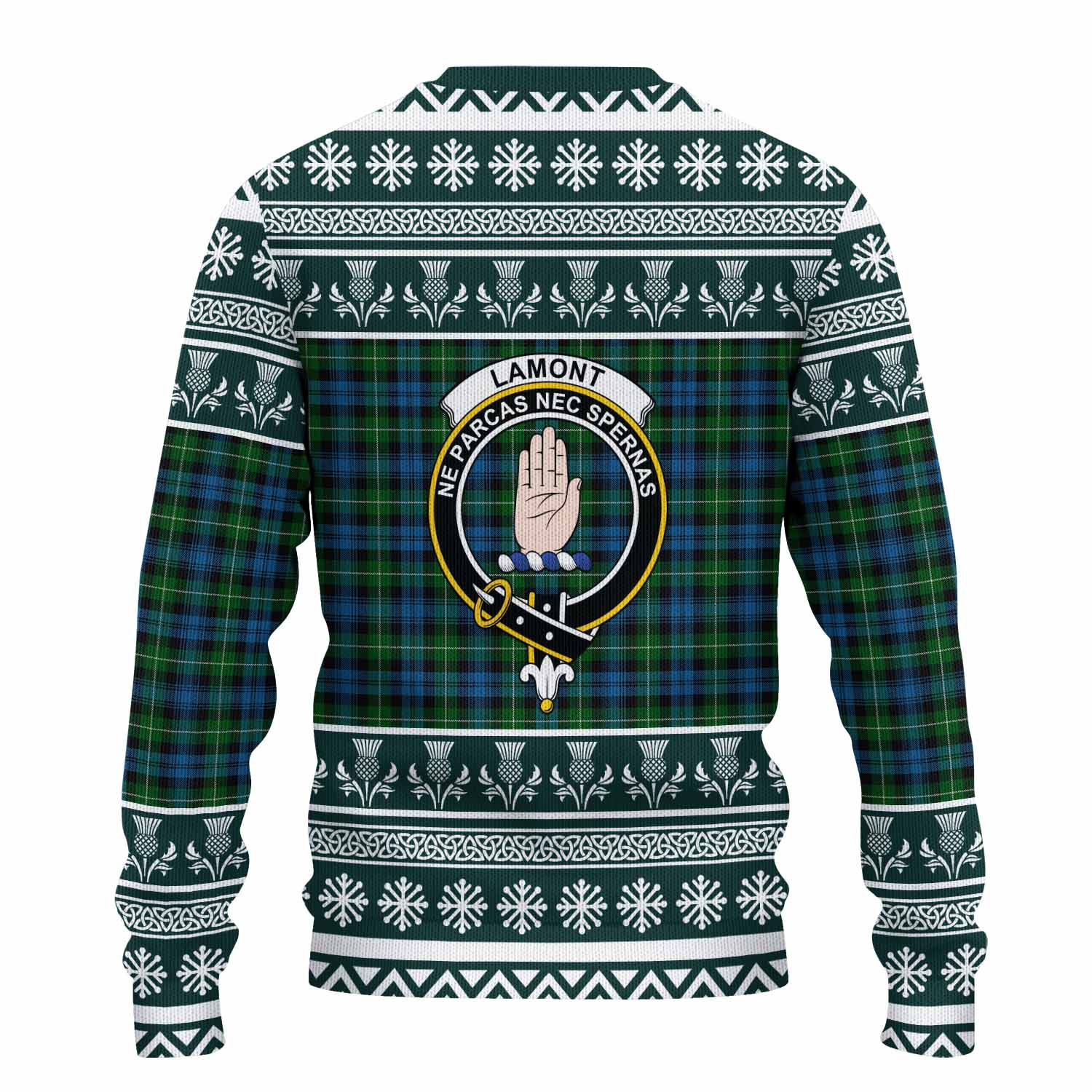 Lamont Clan Tartan Christmas Ugly Sweater with Family Crest - Tartan Vibes Clothing
