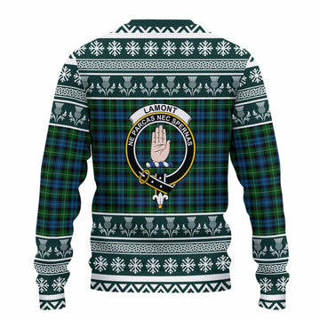 Lamont Clan Tartan Christmas Ugly Sweater with Family Crest