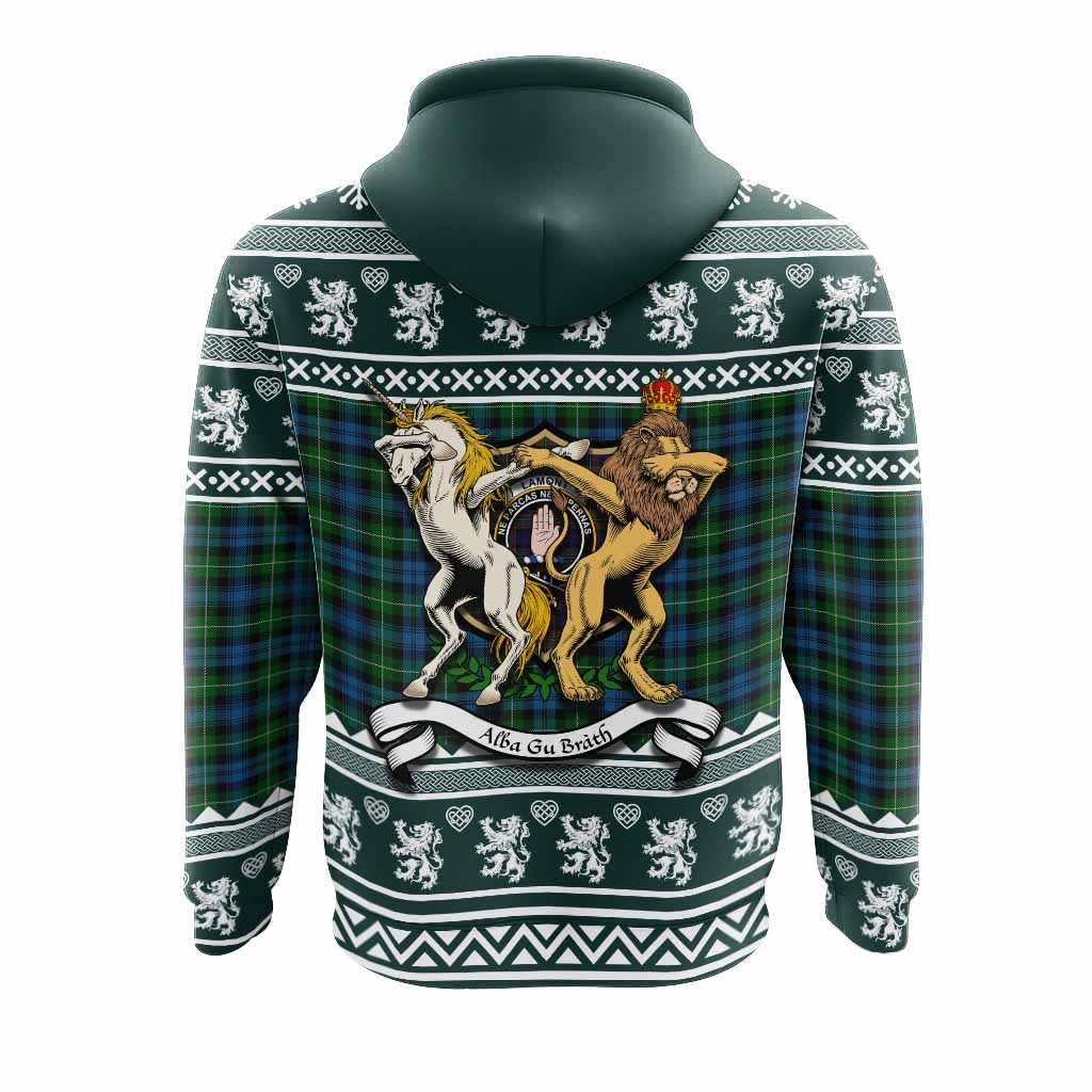 Lamont Clan Tartan Crest Christmas Hoodie Coat of Arms Funny Style - Tartan Vibes Clothing