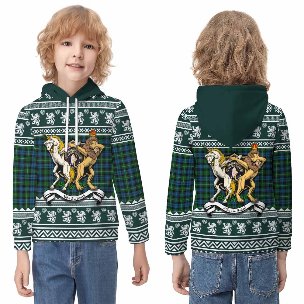 Lamont Clan Tartan Crest Christmas Kid Hoodie Coat of Arms Funny Style - Tartan Vibes Clothing