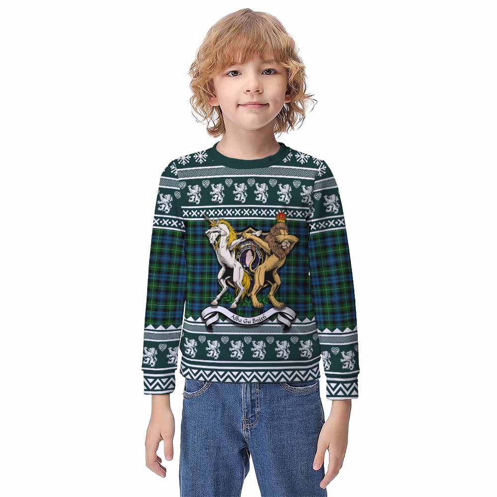 Lamont Clan Tartan Crest Christmas Kid Ugly Sweatshirt Coat of Arms Funny Style - Tartan Vibes Clothing