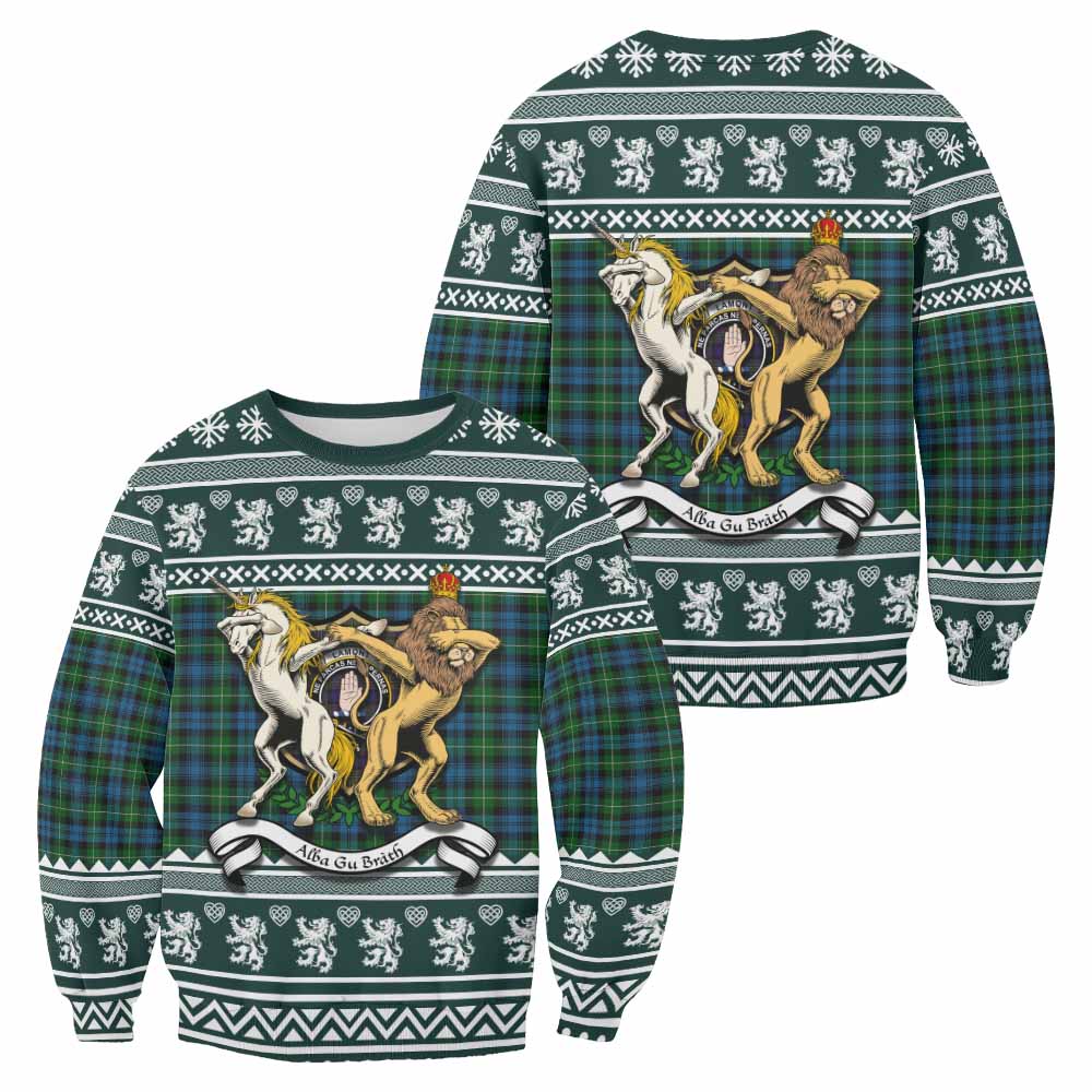 Lamont Clan Tartan Crest Christmas Sweatshirt Coat of Arms Funny Style - Tartan Vibes Clothing