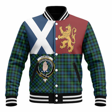 Lamont Crest Tartan Baseball Jacket with Lion Rampant Saltire Style