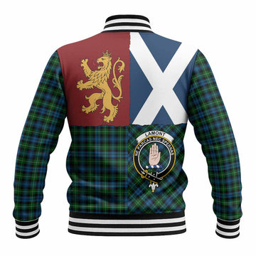 Lamont Crest Tartan Baseball Jacket with Lion Rampant Saltire Style