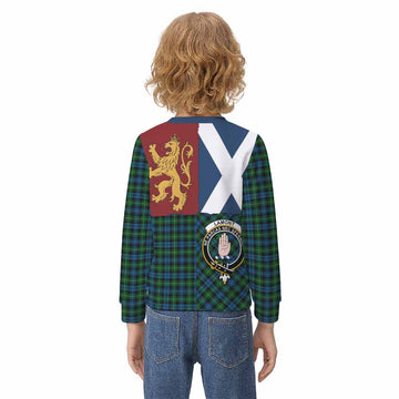 Lamont Crest Tartan Kid Knitted Sweatshirt with Lion Rampant Saltire Style