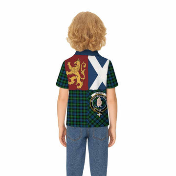 Lamont Crest Tartan Kid Polo Shirt with Lion Rampant Saltire Style