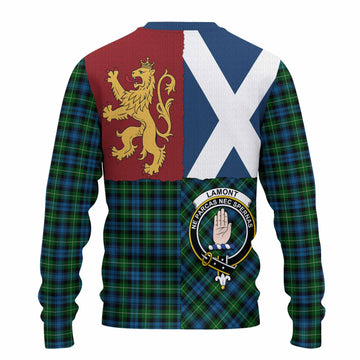 Lamont Crest Tartan Knitted Sweater with Lion Rampant Saltire Style